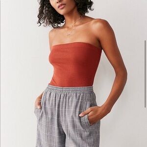 UO Out From Under ribbed tube bodysuit rust orange